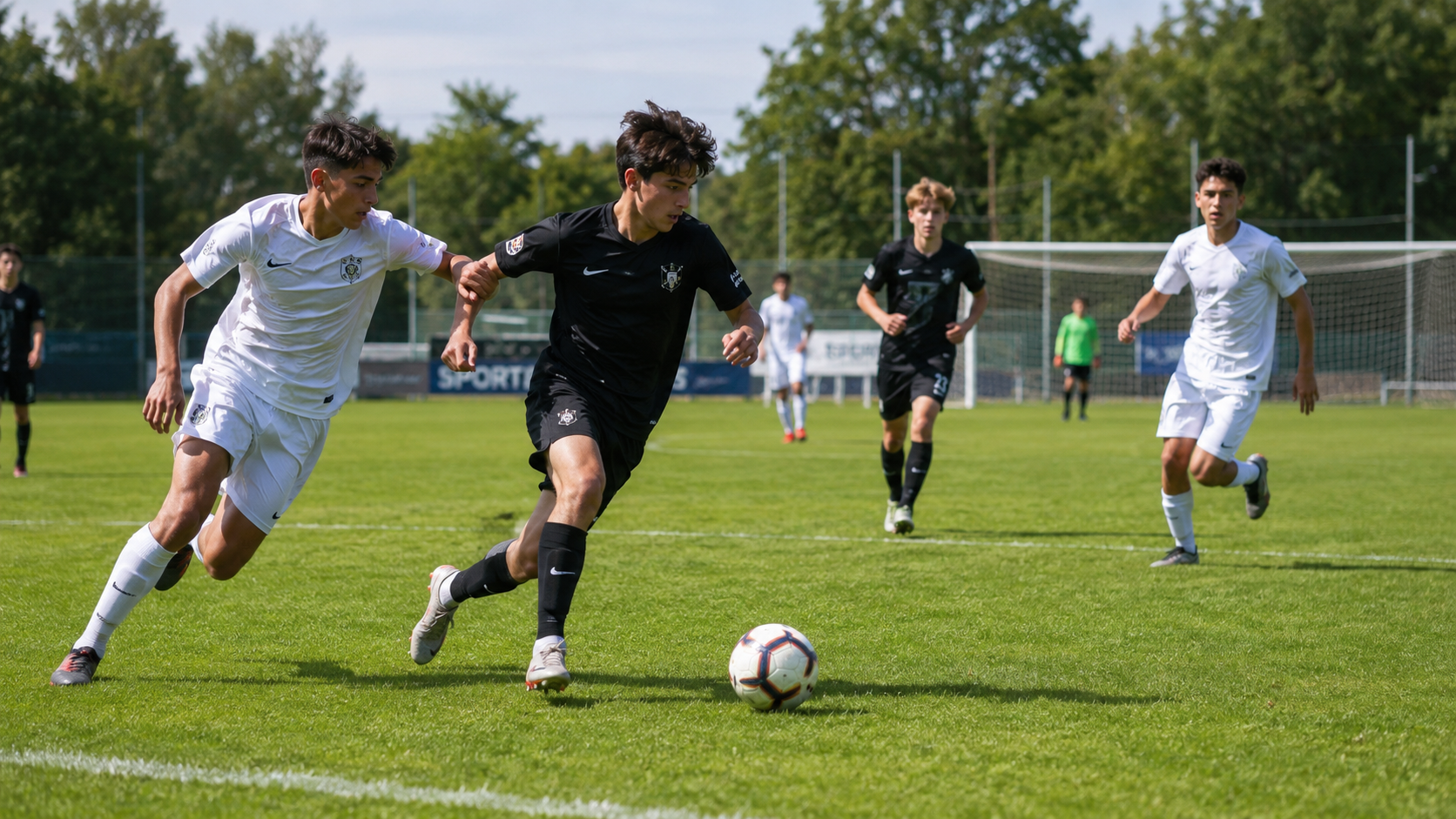Jugendliche die Fußballspielen